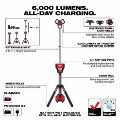 Tools & Equipment Milwaukee 2136-20 M18 18V ROCKET 6000 Lumens Li-Ion Tower Light - Bare Tool