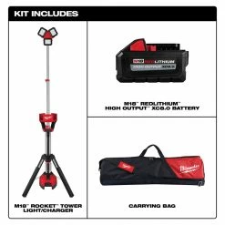 Milwaukee 2136-21 M18 18V ROCKET 6000 Lumens Cordless Tower Light/Charger Kit