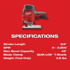 Milwaukee 2445-20 M12 12V High Performance Jig Saw - Bare Tool