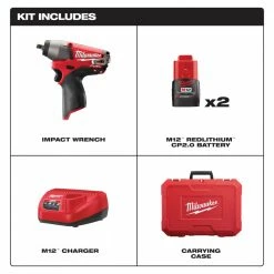 Tools & Equipment Milwaukee 2454-22 M12 FUEL 12V 3/8-Inch Impact Wrench Kit