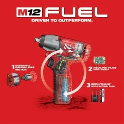 Tools & Equipment Milwaukee 2454-22 M12 FUEL 12V 3/8-Inch Impact Wrench Kit