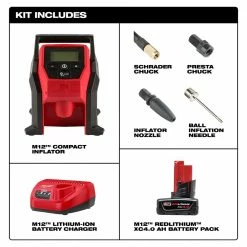 Milwaukee 2475-21CP M12 12V Lithium-Ion Cordless Compact Digital Inflator Kit