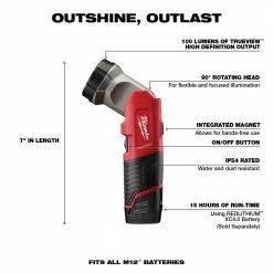 Tools & Equipment Milwaukee 2482-22 M12 12V Cordless Lithium-Ion Screwdriver Flashlight Combo Kit