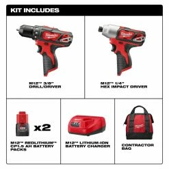 Milwaukee 2494-22 M12 12V Cordless Power Lithium-Ion 2-Tool Combo Kit