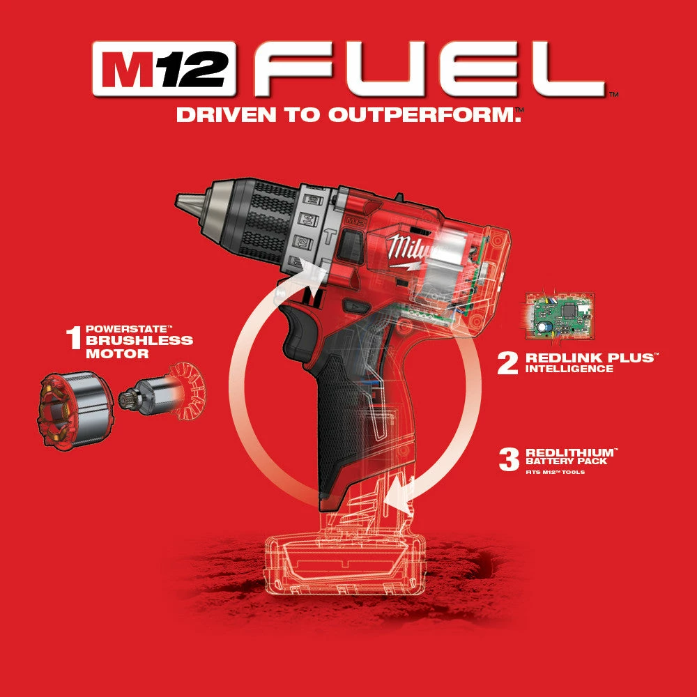 Milwaukee 2504-20 M12 FUEL 12V 1/2-Inch M12 FUEL Hammer Drill - Bare Tool 8 Milwaukee 2504-20 M12 FUEL 12V 1/2-Inch M12 FUEL Hammer Drill - Bare Tool