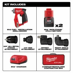 Tools & Equipment Milwaukee 2505-22 M12 FUEL 12V Brushless Installation 4-in-1 Drill/Driver Kit
