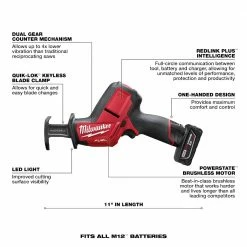 Milwaukee 2520-21XC M12 FUEL 12V HACKZALL Reciprocating Saw Kit 22 Milwaukee 2520-21XC M12 FUEL 12V HACKZALL Reciprocating Saw Kit