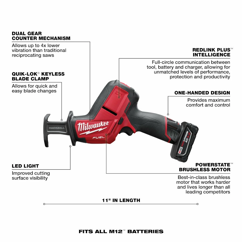 Milwaukee 2520-21XC M12 FUEL 12V HACKZALL Reciprocating Saw Kit 9 Milwaukee 2520-21XC M12 FUEL 12V HACKZALL Reciprocating Saw Kit
