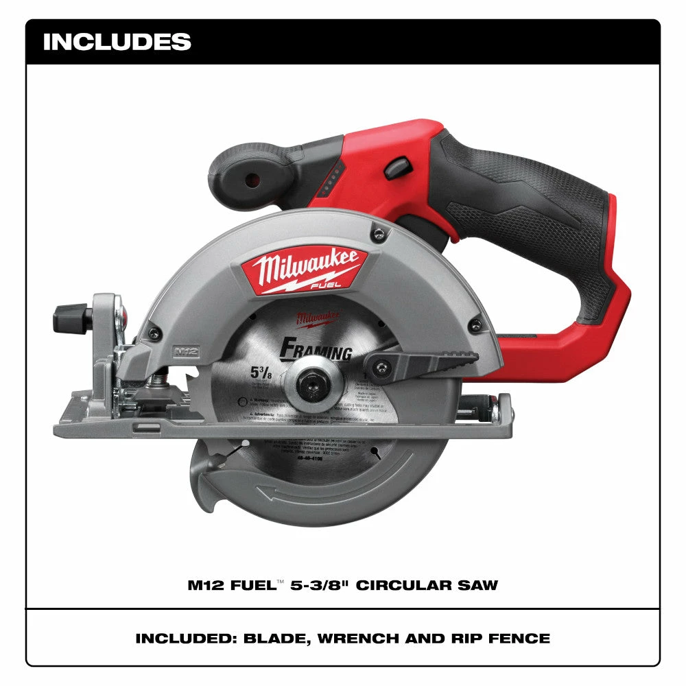 Milwaukee 2530-20 M12 FUEL 12V 5-3/8" Circular Saw W/ Carbide Blade - Bare Tool Tools & Equipment 4 Milwaukee 2530-20 M12 FUEL 12V 5-3/8" Circular Saw W/ Carbide Blade - Bare Tool Tools & Equipment