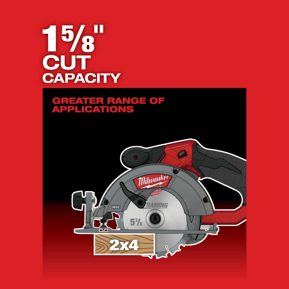 Milwaukee 2530-20 M12 FUEL 12V 5-3/8" Circular Saw W/ Carbide Blade - Bare Tool Tools & Equipment 6 Milwaukee 2530-20 M12 FUEL 12V 5-3/8" Circular Saw W/ Carbide Blade - Bare Tool Tools & Equipment