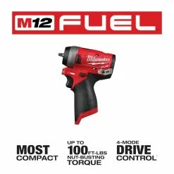 Milwaukee M12 2552-20 M12 FUEL 12V 1/4-Inch Stubby Impact Wrench - Bare Tool Tools & Equipment