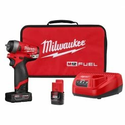 Milwaukee M12 2552-22 M12 FUEL 12V 1/4-Inch Cordless Stubby Impact Wrench Kit