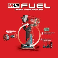 Milwaukee M12 2552-22 M12 FUEL 12V 1/4-Inch Cordless Stubby Impact Wrench Kit