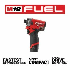 Milwaukee 2553-22 M12 FUEL 12V 1/4-Inch Hex Impact Driver Kit Tools & Equipment
