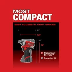 Milwaukee 2553-22 M12 FUEL 12V 1/4-Inch Hex Impact Driver Kit Tools & Equipment
