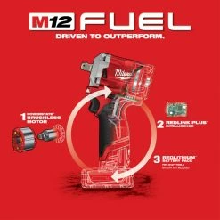 Milwaukee 2555P-20 M12 FUEL 12V 1/2-Inch Pin Impact Wrench - Bare Tool Tools & Equipment
