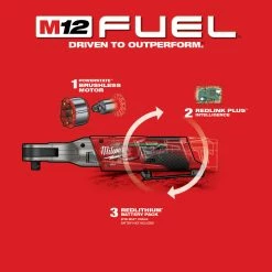 Milwaukee 2557-20 M12 FUEL 12V 3/8-Inch 55-Ft-Lbs. Cordless Ratchet - Bare Tool