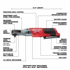 Milwaukee 2557-20 M12 FUEL 12V 3/8-Inch 55-Ft-Lbs. Cordless Ratchet - Bare Tool