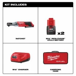 Milwaukee 2557-22 M12 FUEL 12V 3/8-Inch 55-Ft-Lbs. Li-Ion Cordless Ratchet Kit Tools & Equipment