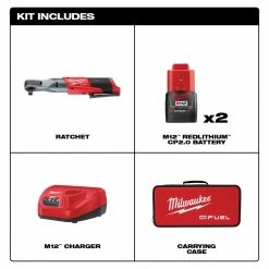 Milwaukee 2558-22 M12 FUEL 12V 1/2-Inch 60-Ft-Lbs. Li-Ion Cordless Ratchet Kit