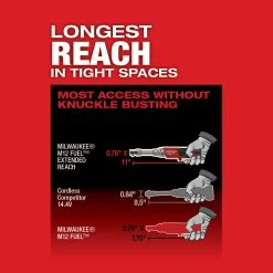 Tools & Equipment Milwaukee 2559-20 M12 FUEL 12V 1/4 Inch Extended Reach Ratchet Bare Tool