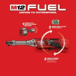 Tools & Equipment Milwaukee 2559-20 M12 FUEL 12V 1/4 Inch Extended Reach Ratchet Bare Tool