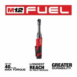 Tools & Equipment Milwaukee 2559-21 M12 FUEL 12V 1/4 Inch Extended Reach Ratchet 2.0 AH Kit