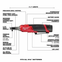 Milwaukee 2566-22 M12 FUEL 12V 1/4