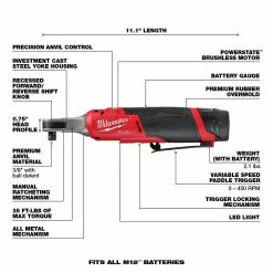 Tools & Equipment Milwaukee 2567-22 M12 FUEL 12V 3/8