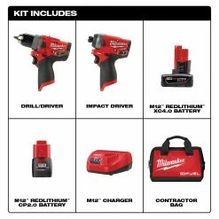 Milwaukee 2596-22 M12 FUEL 12V 2-Tool Drill Driver/Hex Impact Driver Combo Kit