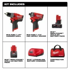 Milwaukee 2598-22 M12 FUEL 12V 2-Tool Hammer Drill And Impact Driver Combo Kit
