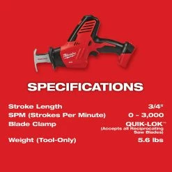 Tools & Equipment Milwaukee 2625-20 M18 18V HACKZALL Reciprocating Saw - Bare Tool