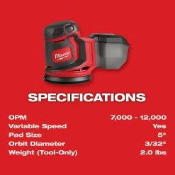 Tools & Equipment Milwaukee 2648-20 M18 18V Cordless Random Orbit Sander - Bare Tool