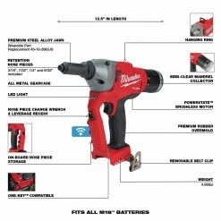 Milwaukee 2660-20 M18 FUEL 18V 1/4" Blind Rivet Tool W/ ONE-KEY - Bare Tool 17 Milwaukee 2660-20 M18 FUEL 18V 1/4