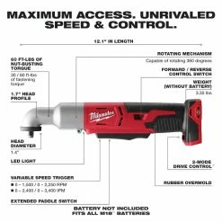 Milwaukee 2668-20 M18 18V 3/8-Inch Right Angle Impact Wrench - Bare Tool Tools & Equipment