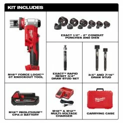 Milwaukee 2677-21 M18 18V FORCE LOGIC 6T Knockout Tool Kit W/ 1/2" - 4" Capacity Tools & Equipment