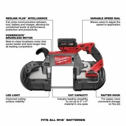 Tools & Equipment Milwaukee 2729-21 M18 FUEL 18V Deep Cut Band Saw Kit 22 Tools & Equipment Milwaukee 2729-21 M18 FUEL 18V Deep Cut Band Saw Kit