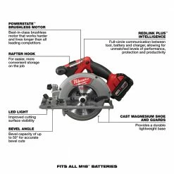Milwaukee 2730-21 M18 FUEL 18V 6-1/2-Inch 5.0Ah Cordless Circular Saw Kit 21 Milwaukee 2730-21 M18 FUEL 18V 6-1/2-Inch 5.0Ah Cordless Circular Saw Kit
