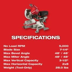 Tools & Equipment Milwaukee 2733-21 M18 FUEL 18V 7-1/4-Inch Dual Bevel Sliding Miter Saw Kit