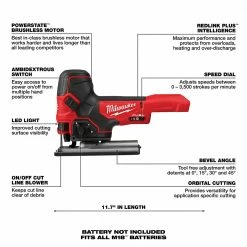 Milwaukee 2737B-20 M18 FUEL 18V Cordless Barrel Grip Jig Saw - Bare Tool Tools & Equipment