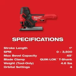 Milwaukee 2737B-20 M18 FUEL 18V Cordless Barrel Grip Jig Saw - Bare Tool Tools & Equipment
