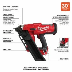 Milwaukee 2745-20 M18 FUEL 18V 30 Degree Lithium-Ion Framing Nailer - Bare Tool Tools & Equipment 24 Milwaukee 2745-20 M18 FUEL 18V 30 Degree Lithium-Ion Framing Nailer - Bare Tool Tools & Equipment