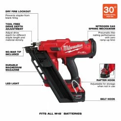Tools & Equipment Milwaukee 2745-21 M18 FUEL 18V 30 Degree Lithium-Ion Cordless Framing Nailer Kit
