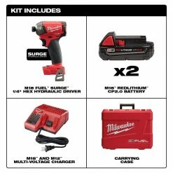 Milwaukee 2760-22CT M18 FUEL 18V 1/4-Inch Surge Hex Hydraulic Driver Kit