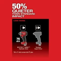 Milwaukee 2760-22 M18 FUEL 18V 1/4 In. Hex Hydraulic Impact Driver Tool Kit Tools & Equipment