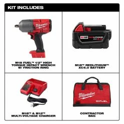 Tools & Equipment Milwaukee 2767-21B M18 FUEL 18V 1/2" High Torque Impact Wrench Kit W/ Bag
