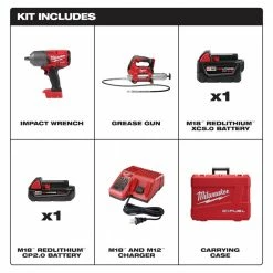 Milwaukee 2767-22GG M18 FUEL 18V 1/2" Friction Ring Impact Wrench W/ Grease Gun Tools & Equipment