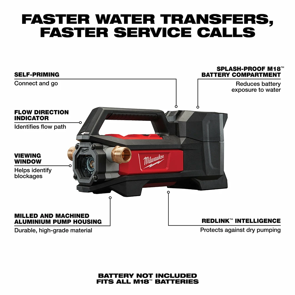Milwaukee 2771-20 M18 FUEL 18V Water Transfer Pump - Bare Tool 4 Milwaukee 2771-20 M18 FUEL 18V Water Transfer Pump - Bare Tool