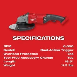 Milwaukee 2785-22HD M18 FUEL 18V 7/9-Inch Large Angle Grinder Kit Tools & Equipment