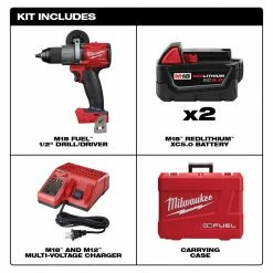 Milwaukee 2803-22 M18 FUEL 18V 1/2-Inch Cordless Lithium-Ion Drill Driver Kit Tools & Equipment